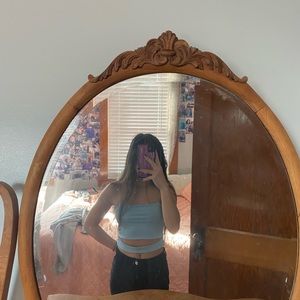 blue strap cropped tank